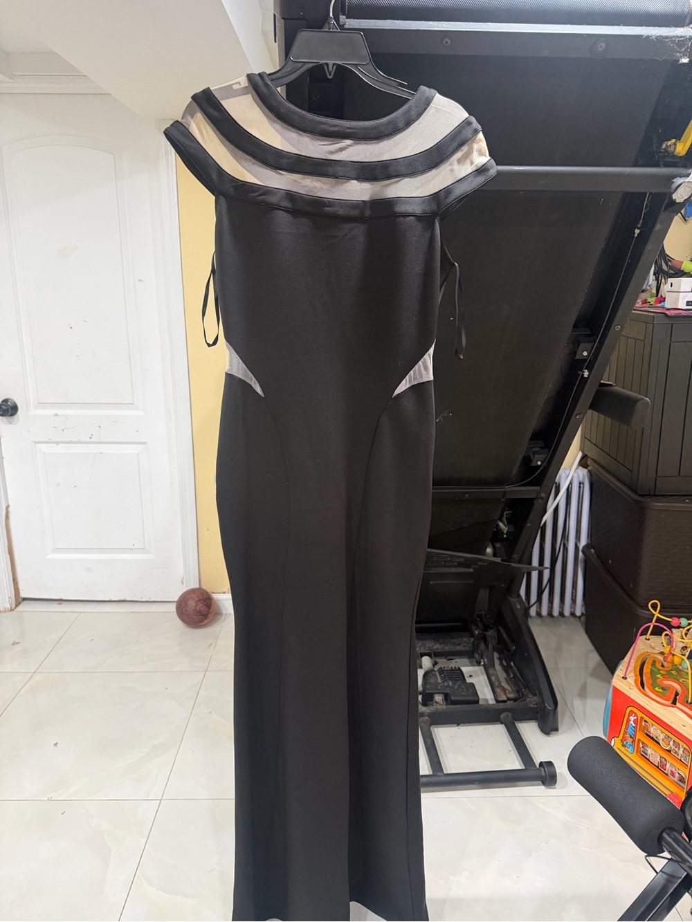 Windsor Black Maxi Dress with Cream Accents